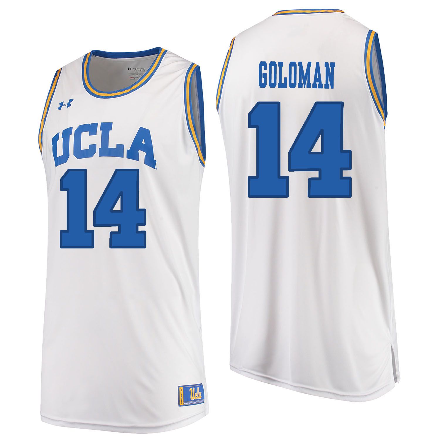 Men UCLA UA 14 Goloman White Customized NCAA Jerseys